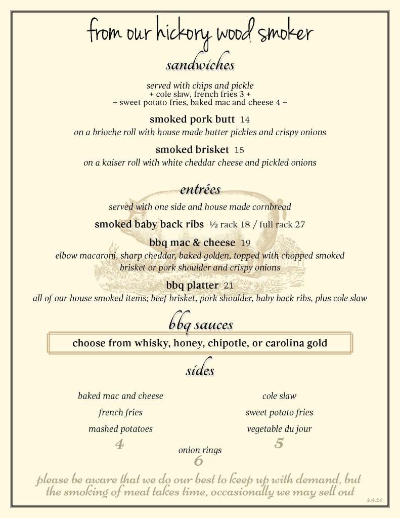 Hickory Wood Smoked Menu